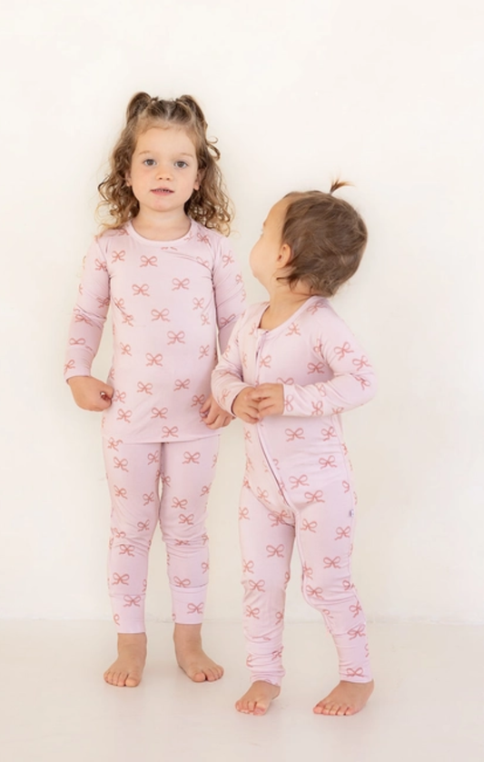 Bows Bamboo Zip Pajamas