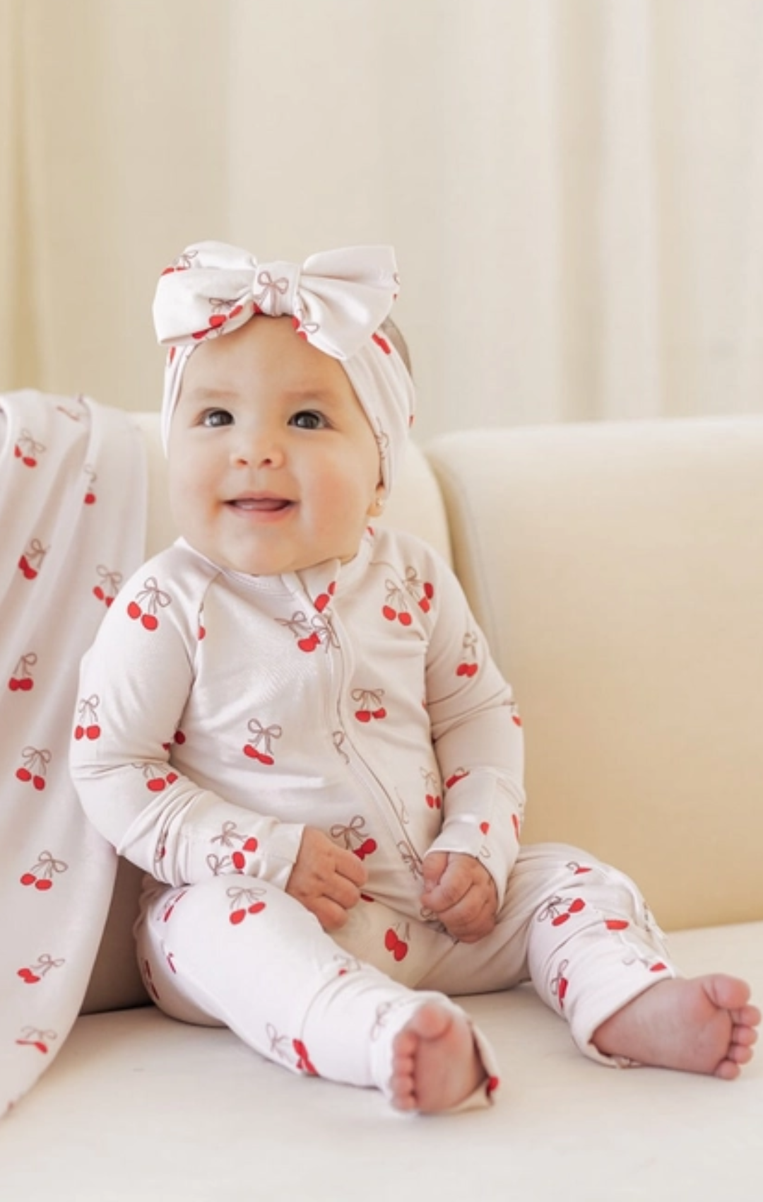 Cherry Bamboo Zip Pajamas