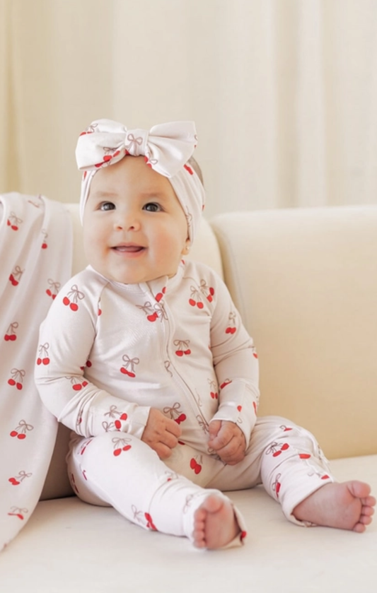 Cherry Bamboo Zip Pajamas