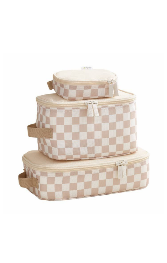 Taupe Checkerboard Packing Cubes By Itzy Ritzy