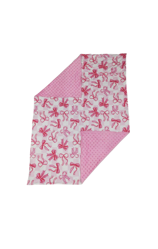 Baby Girl Gingham Bow Blanket