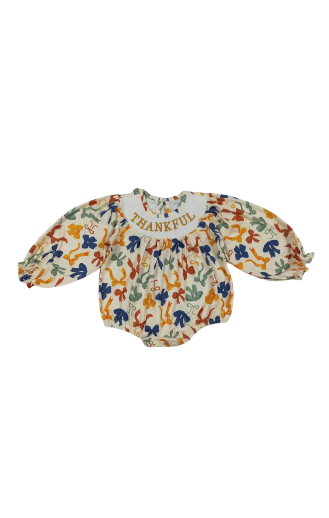 Thankful Smocked Bow Printed