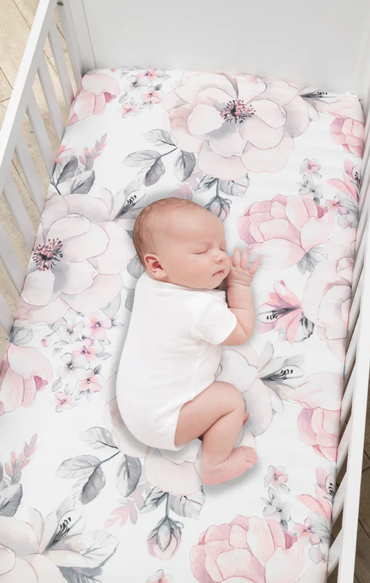 Signature Botanical Watercolor Floral Crib Sheet By Lambs & Ivy