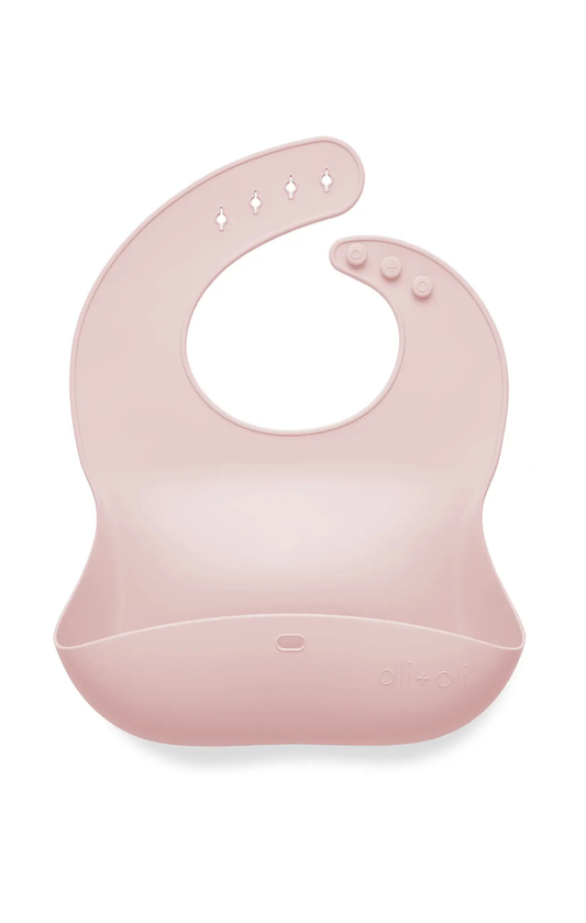 Silicone Baby Roll Up & Stay Closed Pink Bib