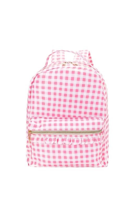 Pink Plaid Ruffle Girls Backpack