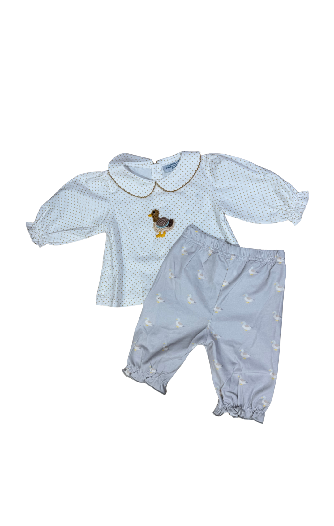 Girls Pima & Bullion Stitch Mallard Pant Set