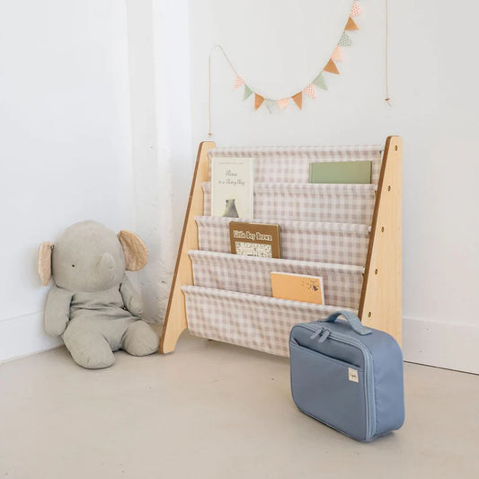Beige Gingham Book Rack