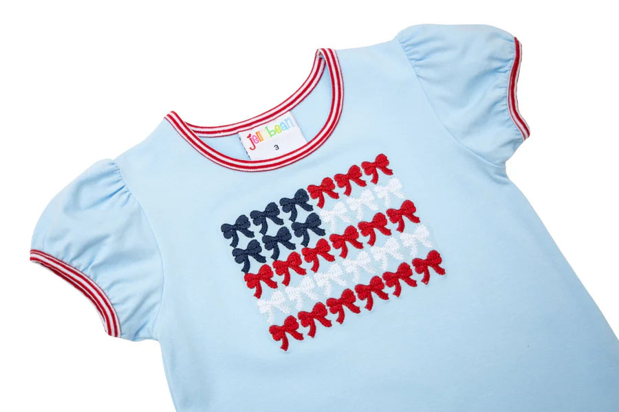 Red, White, and Bows Scallop Shorts Set