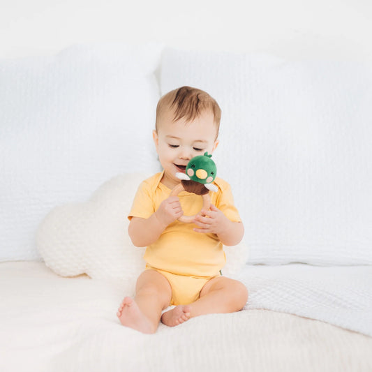 Mallard Duck Wooden & Plush Baby Teether