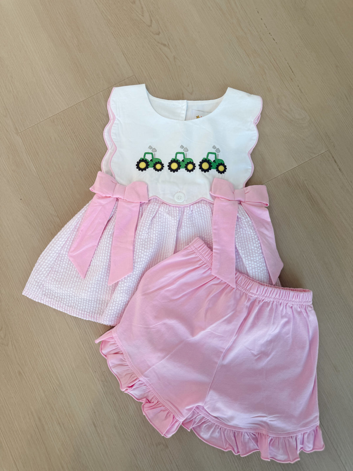 Girl's Seersucker Tractor Set