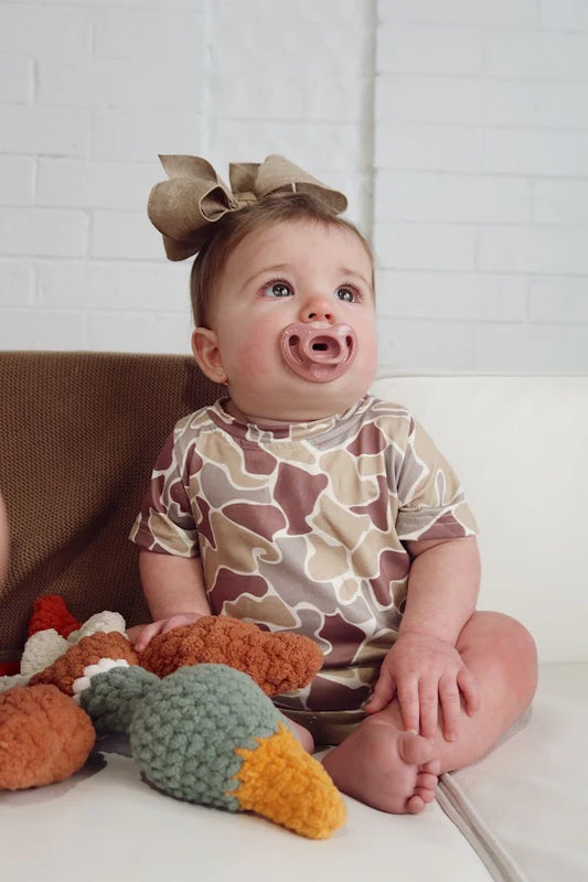 Kyzen Camo Print Bubble Romper