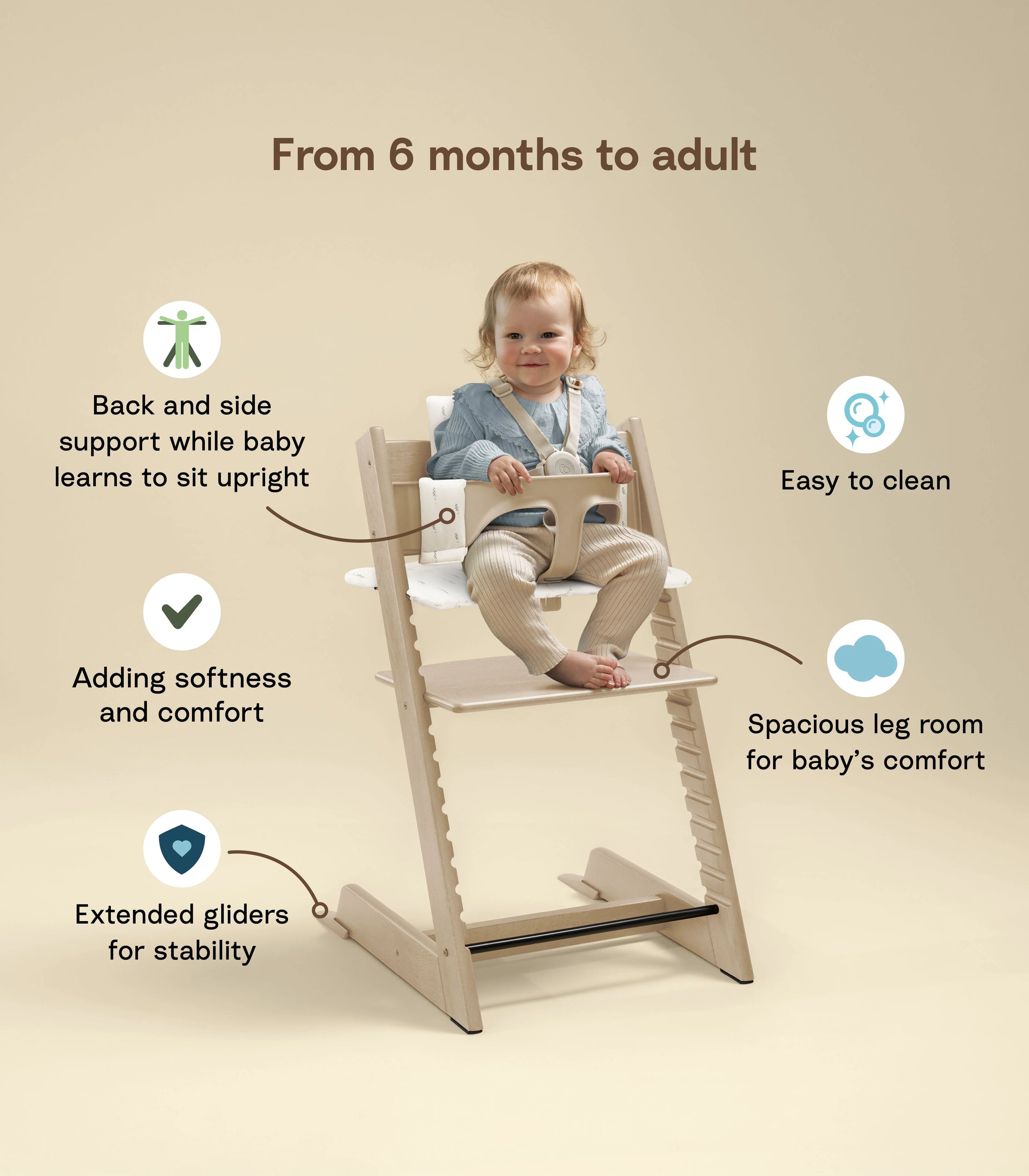 Stokke Tripp Trapp High Chair Natural with Cushion, Tray and Newborn Set