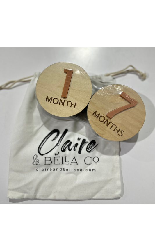3D Wooden Monthly Milestone Set - Sleek Modern - Terracotta