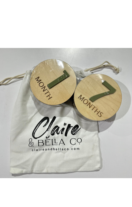 3D Wooden Monthly Milestone Set - Sleek Modern - Olive