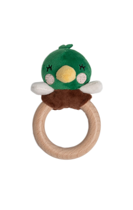Mallard Duck Wooden & Plush Baby Teether