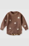 Load image into Gallery viewer, Flower Embroidered Knit Sweater Onesie
