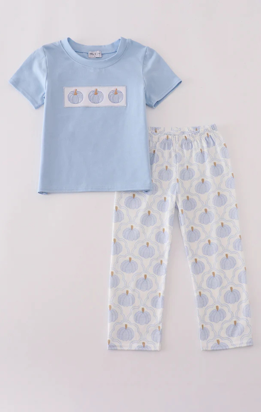 Blue Pumpkin Embroidery Pants Set