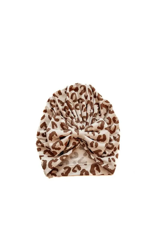 Bow Turban Hat - Leopard