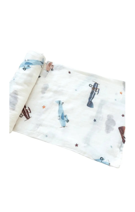 Vintage Airplanes Muslin Swaddle