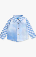 Load image into Gallery viewer, Boys Classic Periwinkle Blue Gingham Long Sleeve Button Down
