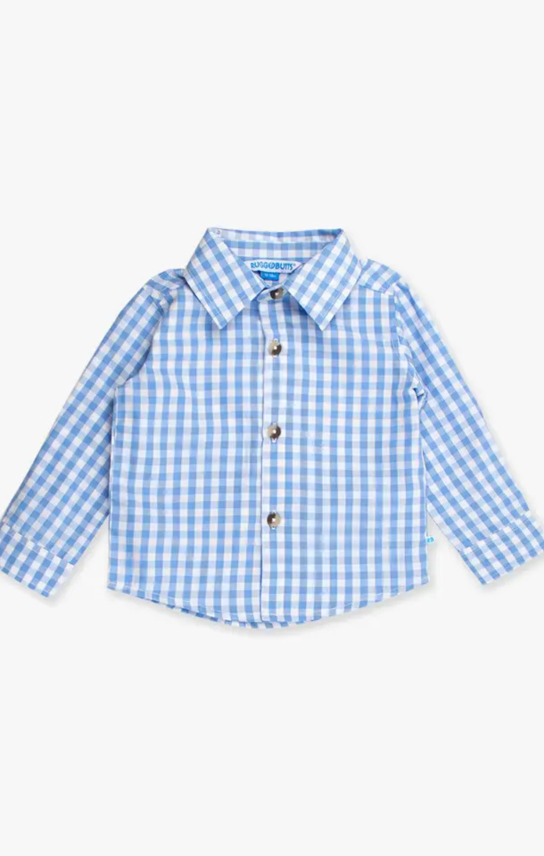 Boys Classic Periwinkle Blue Gingham Long Sleeve Button Down