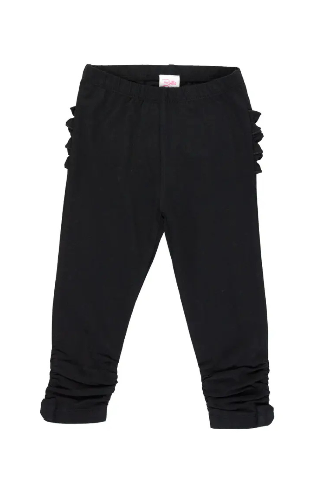 Baby Girls Black Ruched Bow Leggings