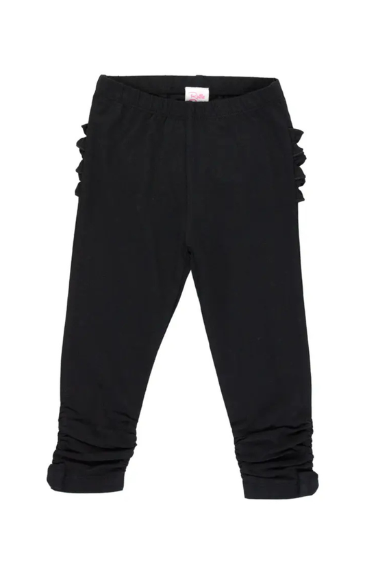 Baby Girls Black Ruched Bow Leggings