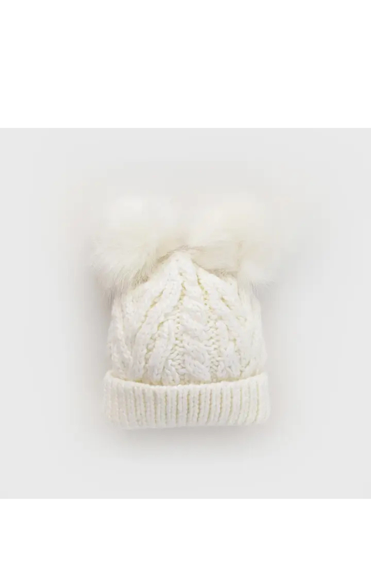 Winter White Fluffer Beanie Hat Baby & Kids