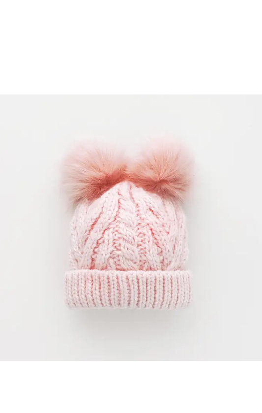 Blush Pink Fluffer Beanie Hat Baby & Kids