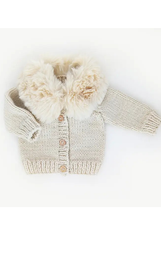 Fur Collar Natural Cardigan Sweater Baby & Toddler