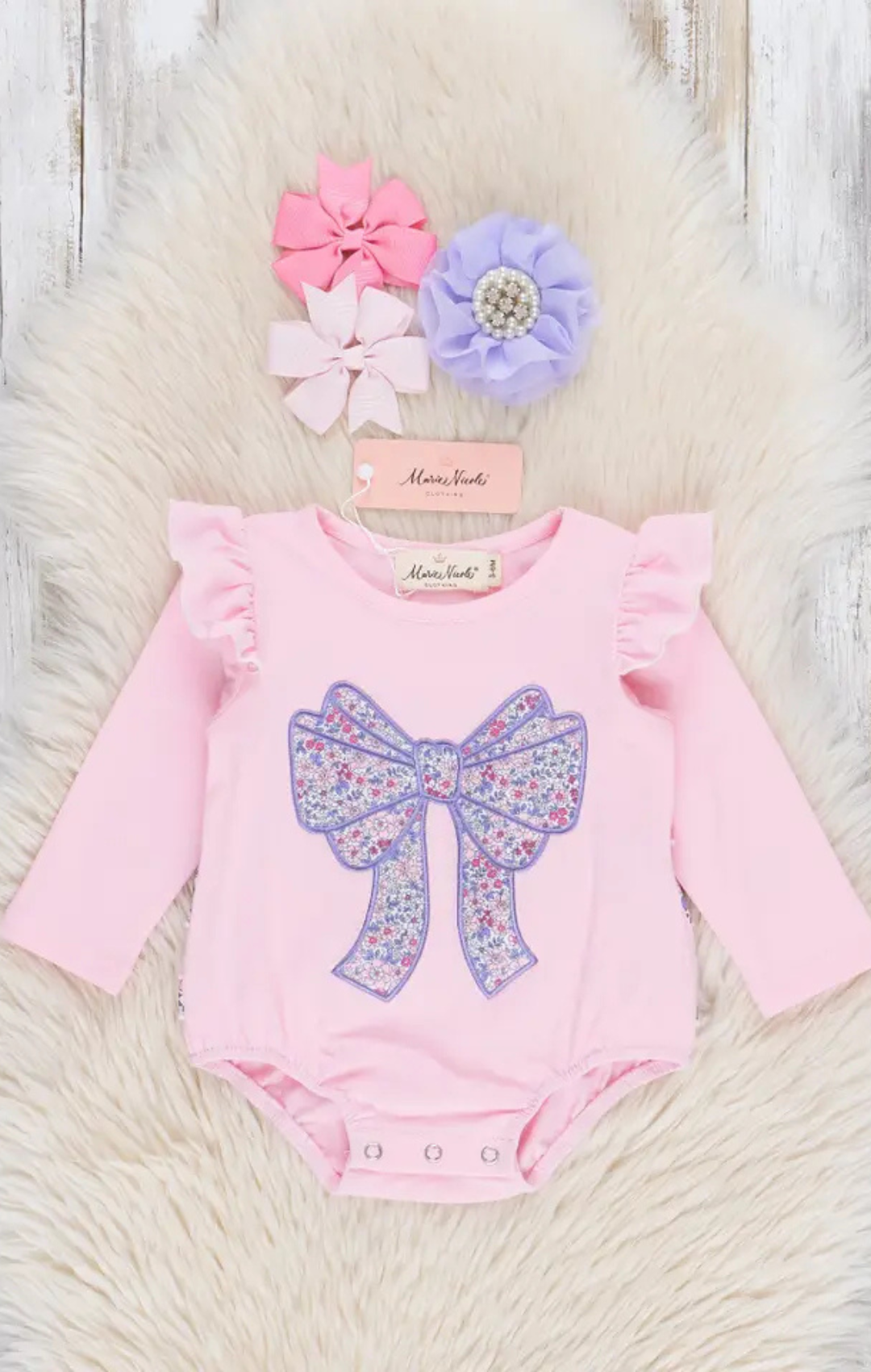 Delicate Flower Bow Ruffle Bubble