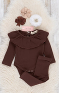 Load image into Gallery viewer, Cotton Ruffle Bubble Outfit - Brown
