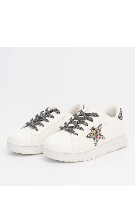 Girls' Sparkle Star Sneaker - Rainbow Glitter