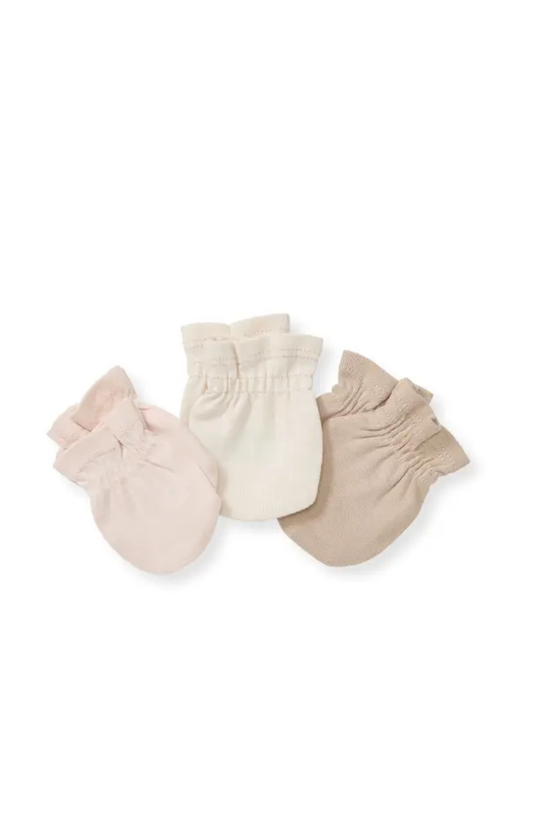 Organic Cotton Set of 3 Mittens - Ranunculus