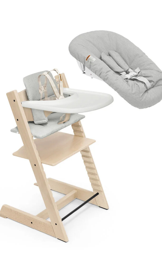 Stokke Tripp Trapp High Chair Natural with Cushion, Tray and Newborn Set