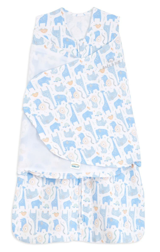 Halo Blue Safari Newborn Cotton Sleepsack Swaddle