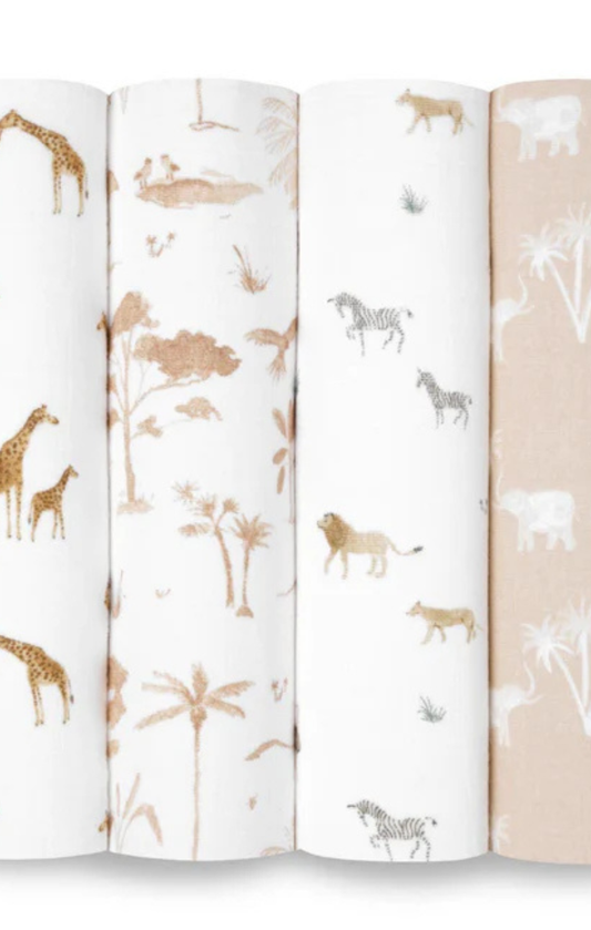 Aden+Anais Safari Dreams Organic Swaddles 4-Pack