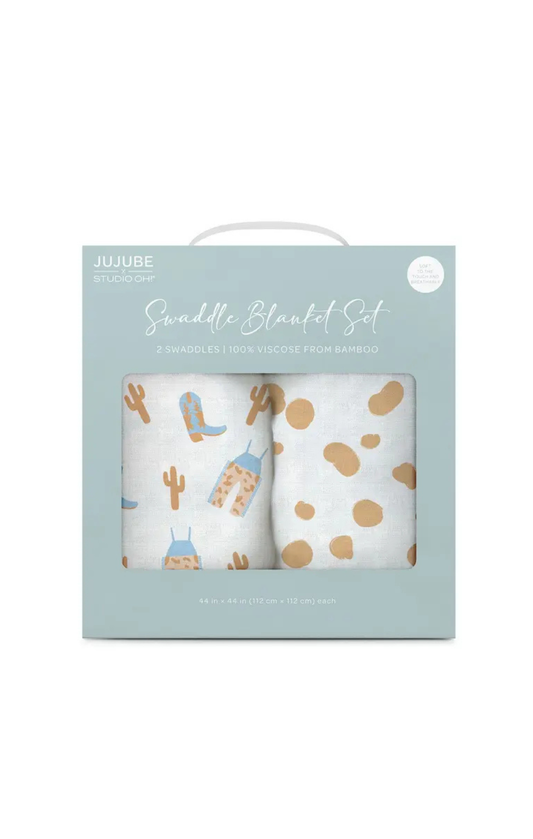 Swaddle Blanket Set Howdy Partner Blue