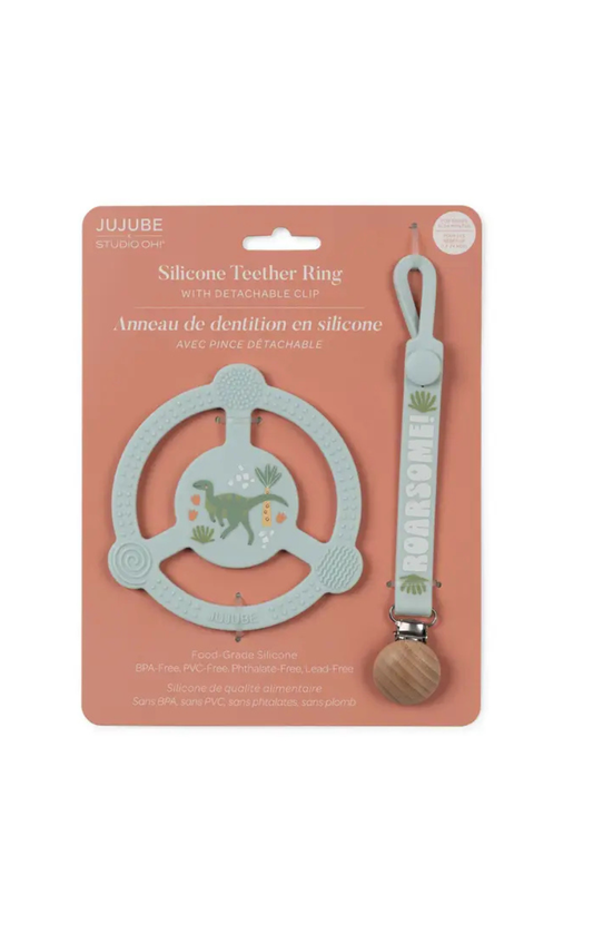 Silicone Teether Ring W/ Clip - Roarsome