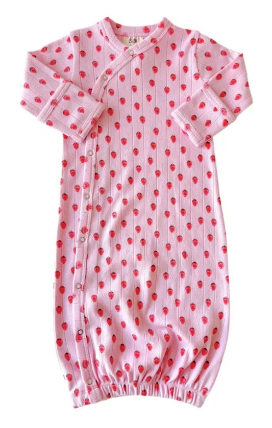 Pink Strawberry Organic Pointelle Gown