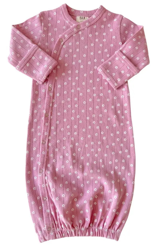 Pink Flower Organic Pointelle Gown
