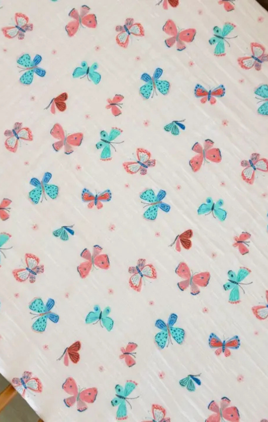 Whimsical Butterflies Muslin Crib Sheet