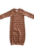 Load image into Gallery viewer, Saddle Stripe Organic Ribbed Gown 0-3M
