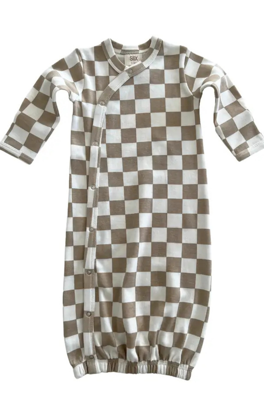 Tiramisu Checkerboard Organic Gown One Size