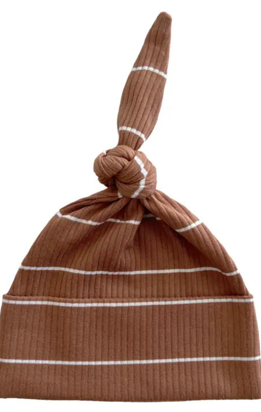 Saddle Stripe Organic Ribbed Beanie 0-3M