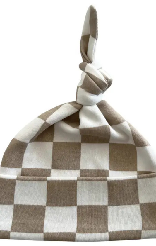 Tiramisu Checkerboard Organic Beanie One Size