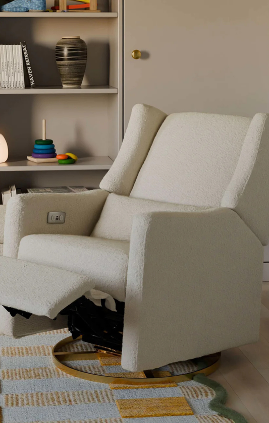 Babyletto Ivory Kiwi Glider w/ Electric Control and USB with Gold Base