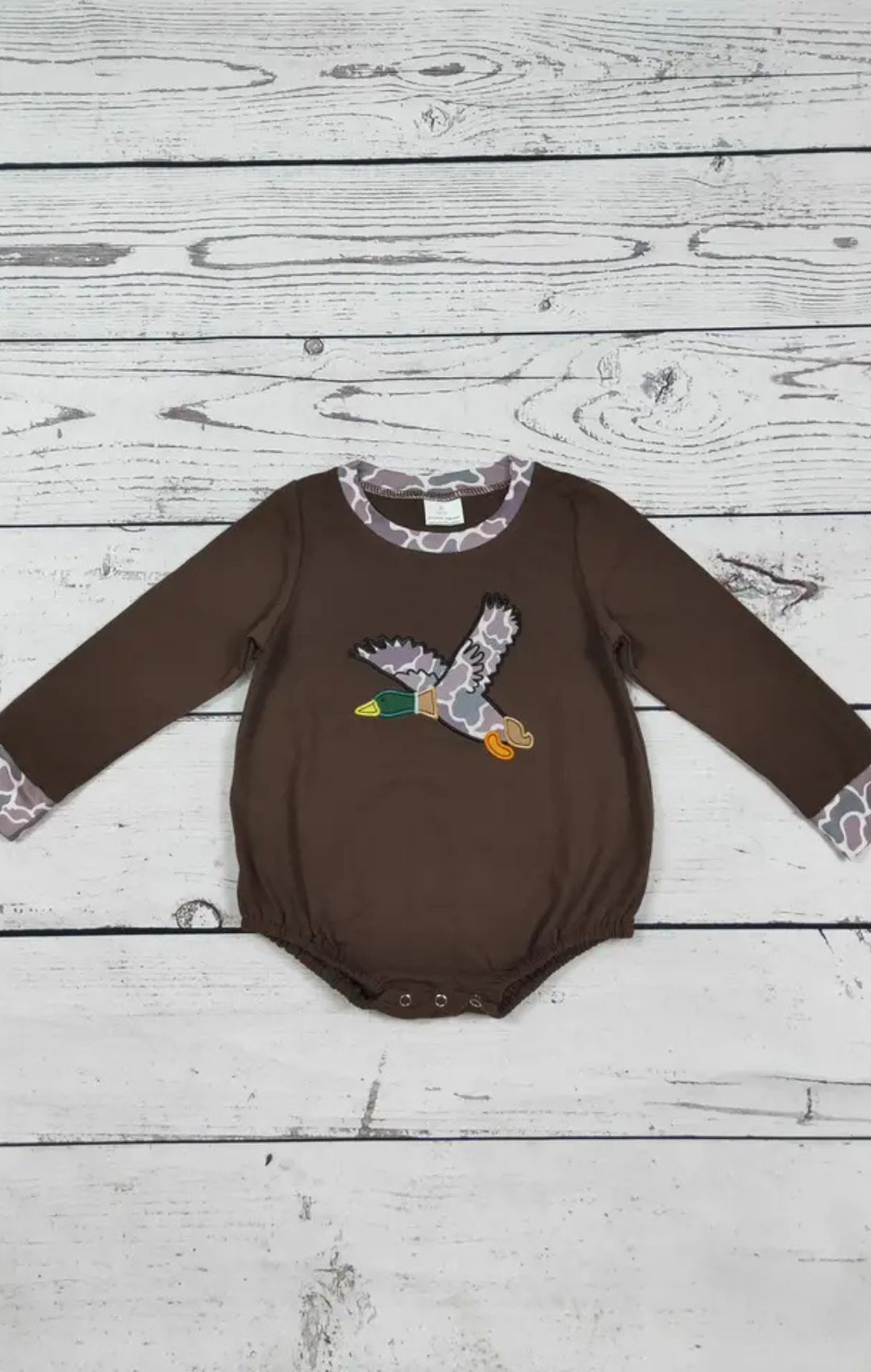 Camo Duck Applique Baby Boy Bubble