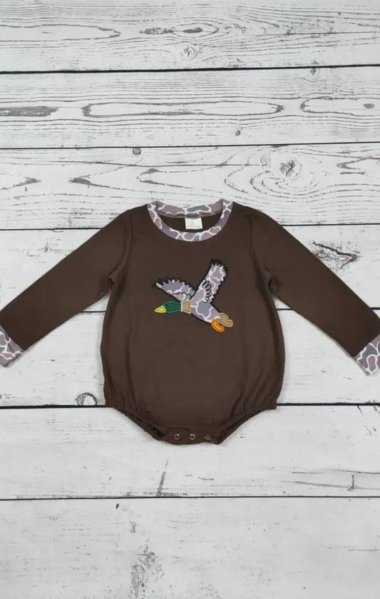 Camo Duck Applique Baby Boy Bubble