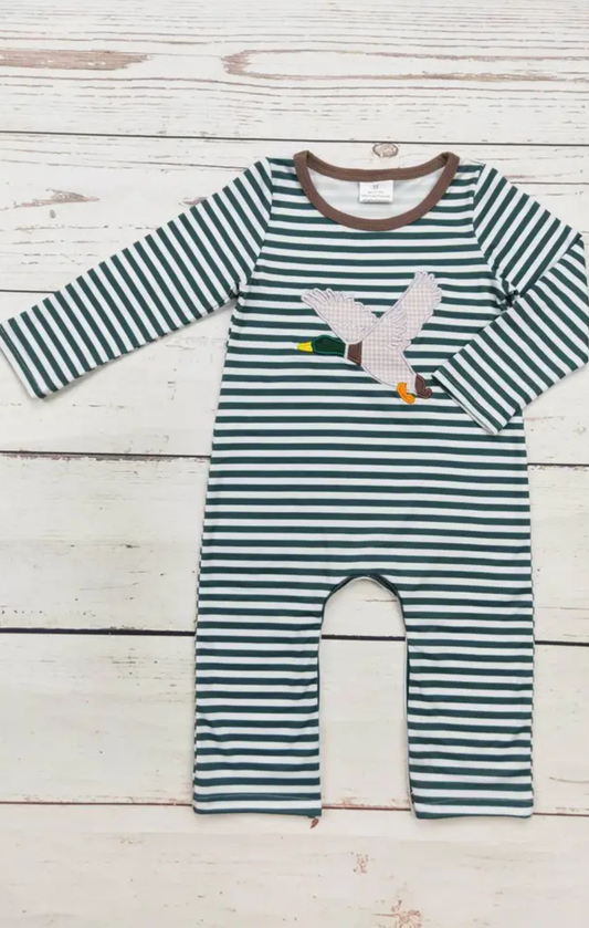 Baby Boy Stripe Duck Applique Romper